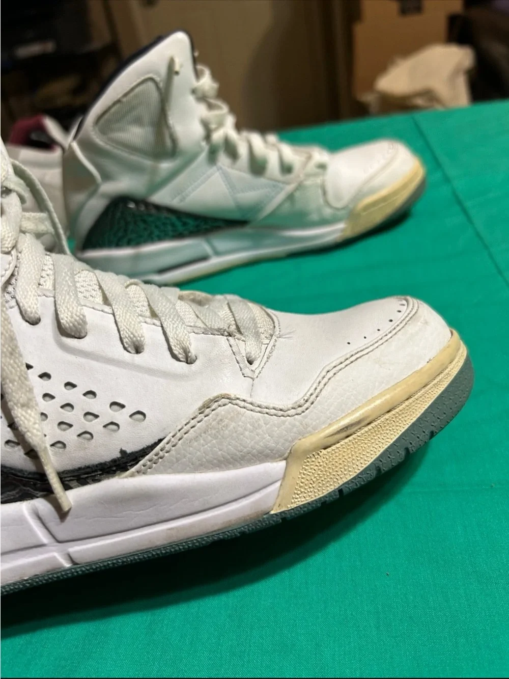 Jordan High Top Sneakers - White with Light Blue Accents